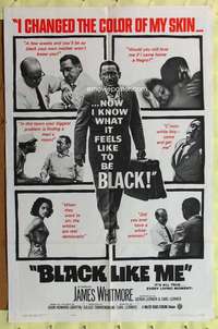 h734 BLACK LIKE ME one-sheet movie poster '64 Whitmore, passing for white!