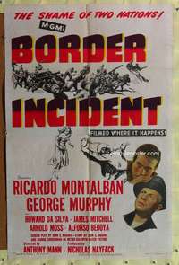 h729 BORDER INCIDENT one-sheet movie poster '49 Ricardo Montalban, Murphy