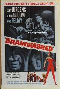 h723 BRAINWASHED one-sheet movie poster '60 Curt Jurgens, Claire Bloom