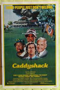 h713 CADDYSHACK one-sheet movie poster '80 Chevy Chase, Bill Murray, Rodney