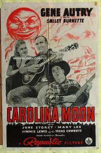 h708 CAROLINA MOON one-sheet movie poster '40 Gene Autry with guitar!