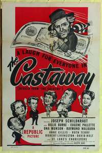 h700 CHEATERS one-sheet movie poster R49 Schildkraut, The Castaway!