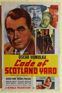 h692 CODE OF SCOTLAND YARD one-sheet movie poster '48 Homolka, English!