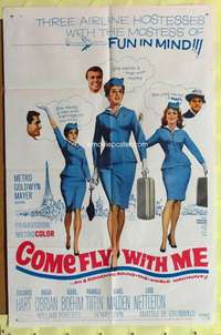 h690 COME FLY WITH ME one-sheet movie poster '63 Dolores Hart, Hugh O'Brian