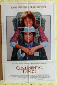 h683 CONTINENTAL DIVIDE one-sheet movie poster '81 Belushi, Lettick art!