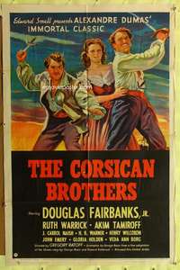 h674 CORSICAN BROTHERS one-sheet movie poster '41 Douglas Fairbanks Jr