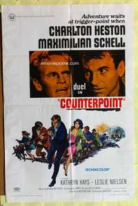 h670 COUNTERPOINT one-sheet movie poster '68 Charlton Heston, Max Schell