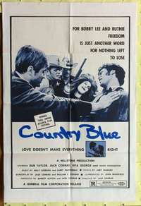 h668 COUNTRY BLUE one-sheet movie poster '73 Dub Taylor, love on the run!