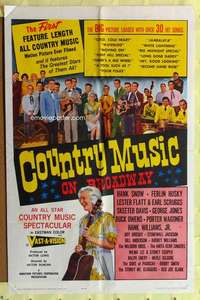 h666 COUNTRY MUSIC ON BROADWAY one-sheet movie poster '64 Hank Williams