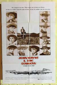 h661 COWBOYS one-sheet movie poster '72 big John Wayne, Bruce Dern