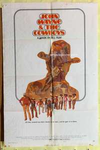 h662 COWBOYS style B one-sheet movie poster '72 big John Wayne, Bruce Dern
