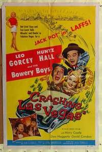 h660 CRASHING LAS VEGAS one-sheet movie poster '56 Bowery Boys, Huntz Hall