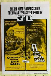 h441 IT CAME FROM OUTERSPACE/CREATURE FROM BLACK LAGOON one-sheet movie poster '72