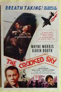 h657 CROOKED SKY one-sheet movie poster '57 Wayne Morris, Karin Booth