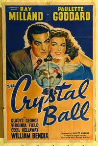 h656 CRYSTAL BALL one-sheet movie poster '43 Paulette Goddard, Ray Milland