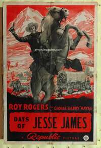 h650 ROY ROGERS one-sheet movie poster '40 Roy Rogers on Trigger!