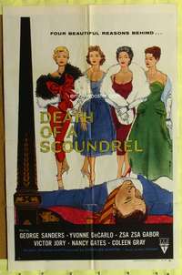 h648 DEATH OF A SCOUNDREL one-sheet movie poster '56 Zsa Zsa Gabor, Sanders