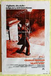 h646 DEATH WISH one-sheet movie poster '74 Charles Bronson, Michael Winner