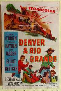 h642 DENVER & RIO GRANDE one-sheet movie poster '52 Edmond O'Brien