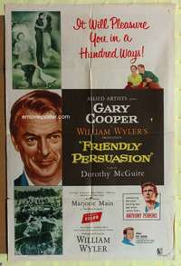 h555 FRIENDLY PERSUASION one-sheet movie poster '56 Gary Cooper, Wyler
