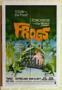 h554 FROGS one-sheet movie poster '72 Ray Milland, great horror image!