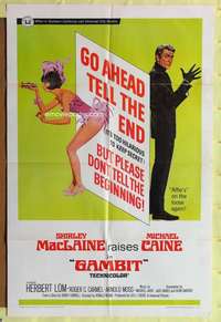 h546 GAMBIT one-sheet movie poster '67 Shirley MacLaine, Michael Caine