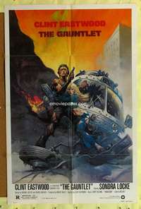h542 GAUNTLET one-sheet movie poster '77 Eastwood, Frank Frazetta art!