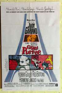 h541 GAY PURR-EE one-sheet movie poster '62 Judy Garland, cartoon cats!