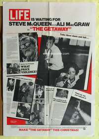 h533 GETAWAY one-sheet movie poster '72 special LIFE magazine style!