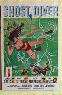 h531 GHOST DIVER one-sheet movie poster '57 sexy skindiving Audrey Totter!