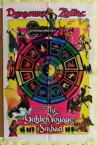 h520 GOLDEN VOYAGE OF SINBAD one-sheet movie poster '73 cool Zodiac style!