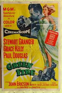 h511 GREEN FIRE one-sheet movie poster '54 Grace Kelly, Stewart Granger