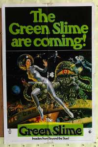 h509 GREEN SLIME one-sheet movie poster '69 classic cheesy sci-fi movie!
