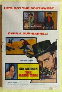 h501 HARD MAN one-sheet movie poster '57 Guy Madison, Valerie French