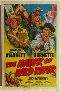 h500 HAWK OF WILD RIVER one-sheet movie poster '52 Starrett, Burnette