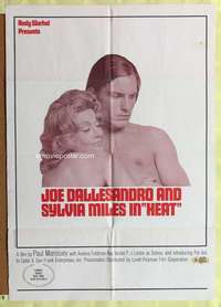 h496 HEAT one-sheet movie poster '72 Andy Warhol, Joe Dallesandro, Miles