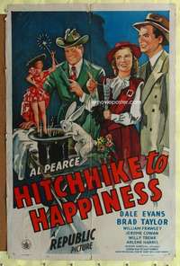 h488 HITCHHIKE TO HAPPINESS one-sheet movie poster '45 solo Dale Evans!