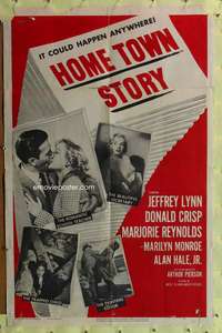 h485 HOME TOWN STORY one-sheet movie poster '51 sexy young Marilyn Monroe!