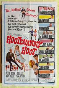 h482 HOOTENANNY HOOT one-sheet movie poster '63 Johnny Cash, country music!