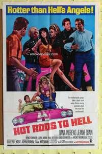 h473 HOT RODS TO HELL one-sheet movie poster '67 classic car racing film!