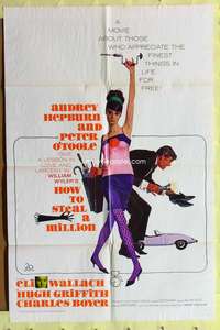 h457 HOW TO STEAL A MILLION one-sheet movie poster '66 Audrey Hepburn