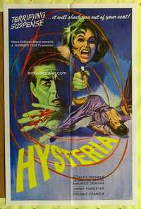 h453 HYSTERIA  1sh movie poster '65 Robert Webber, Hammer horror!