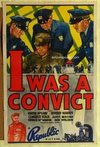 h450 I WAS A CONVICT one-sheet movie poster '39 Barton MacLane in jail!