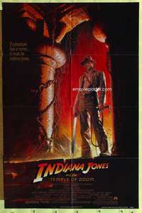 h444 INDIANA JONES & THE TEMPLE OF DOOM one-sheet movie poster '84 Ford