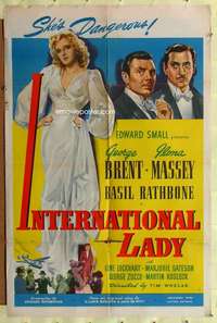 h442 INTERNATIONAL LADY one-sheet movie poster '41 Brent, sexy Ilona Massey!