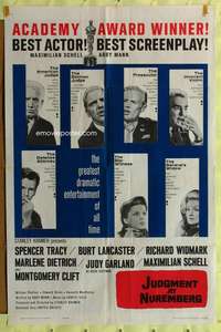 h429 JUDGMENT AT NUREMBERG one-sheet movie poster '61 Spencer Tracy