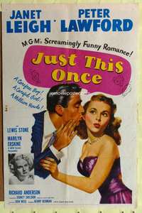h426 JUST THIS ONCE one-sheet movie poster '52 Janet Leigh, Peter Lawford