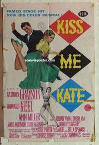 h412 KISS ME KATE one-sheet movie poster '53 Kathryn Grayson, Keel