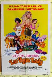 h405 LAS VEGAS LADY signed one-sheet movie poster '75 sexy Stella Stevens!