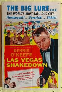 h404 LAS VEGAS SHAKEDOWN one-sheet movie poster '55 O'Keefe, gambling!